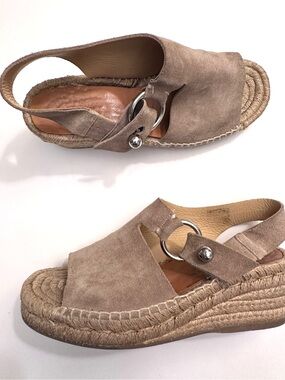 Rag & Bone Suede Espadrille Wedge Sandals in Taupe
